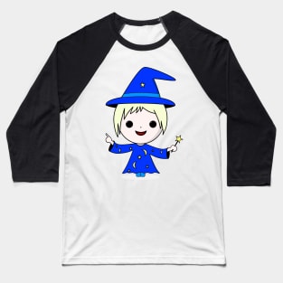 Cute Kawaii wizard with a magic wand Baseball T-Shirt